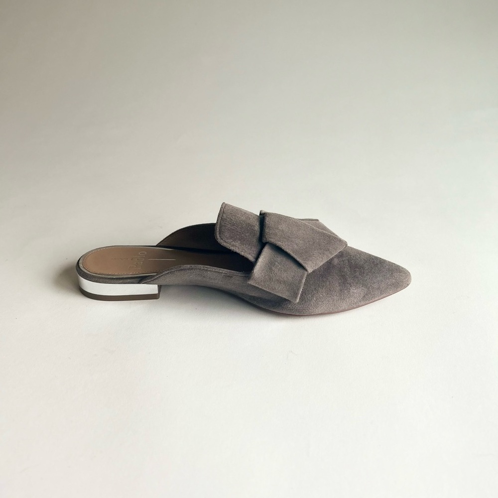 Linea Paolo Grey Suede Genuine Leather Point Toe Bow Mules size 7 - Picture 3 of 14